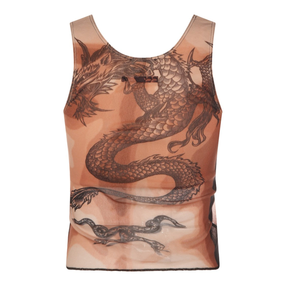 Jean Paul Gaultier Sheer Fitted Top With Tattoo-Inspired Prints