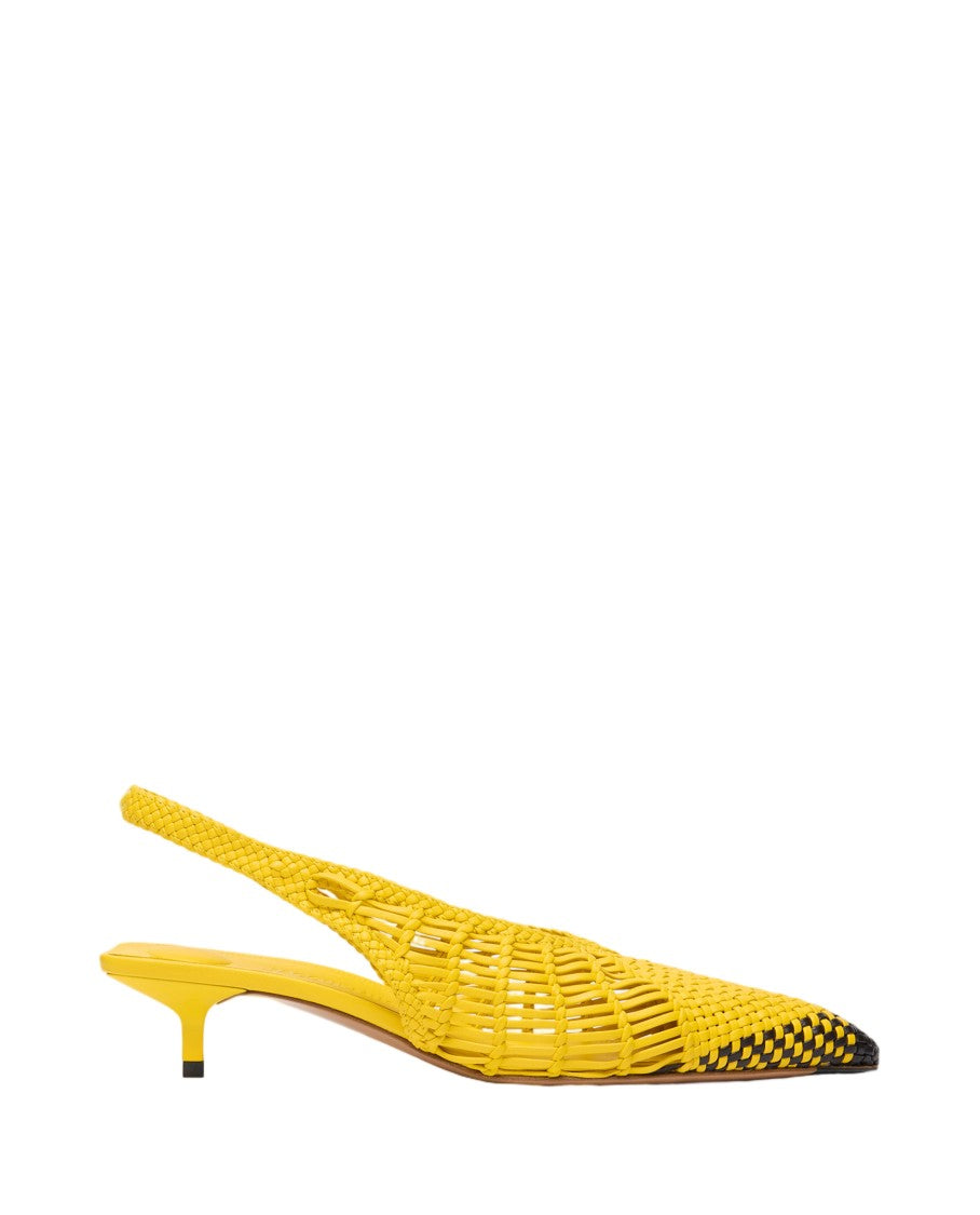 Jacquemus Hand-Woven Lambskin Sling-Back Shoes With Geometric Design