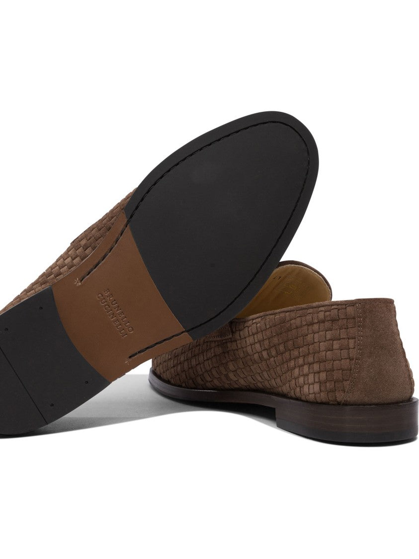 Brunello Cucinelli Woven Texture Loafers With Kleather Finish