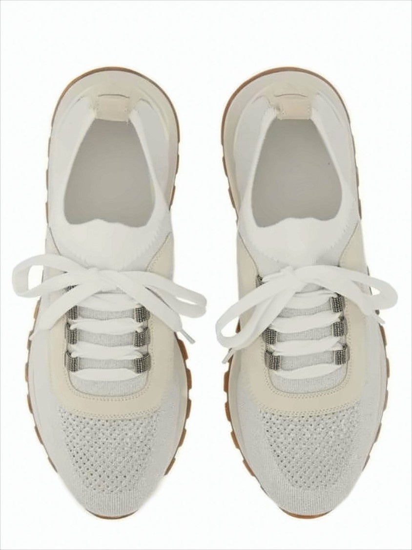 Brunello Cucinelli Knitted Upper Sneakers With Lace-Up Closure