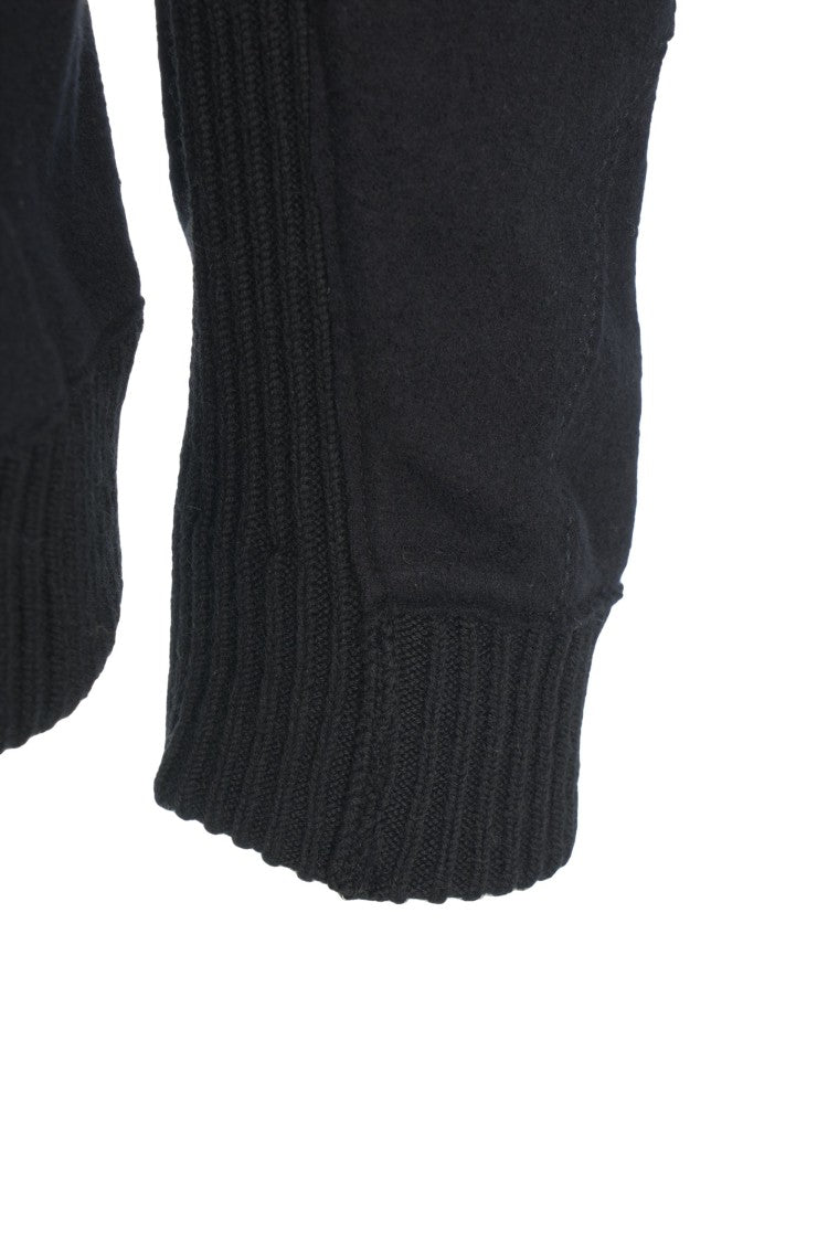 Transit Shawl Collar Black Cardigan With Button Closure And Chest Pocket