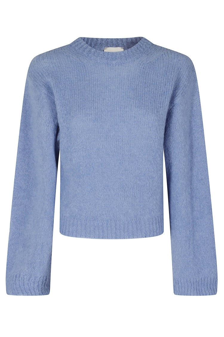Alysi Light Blue Mohair-Blend Crewneck Sweater
