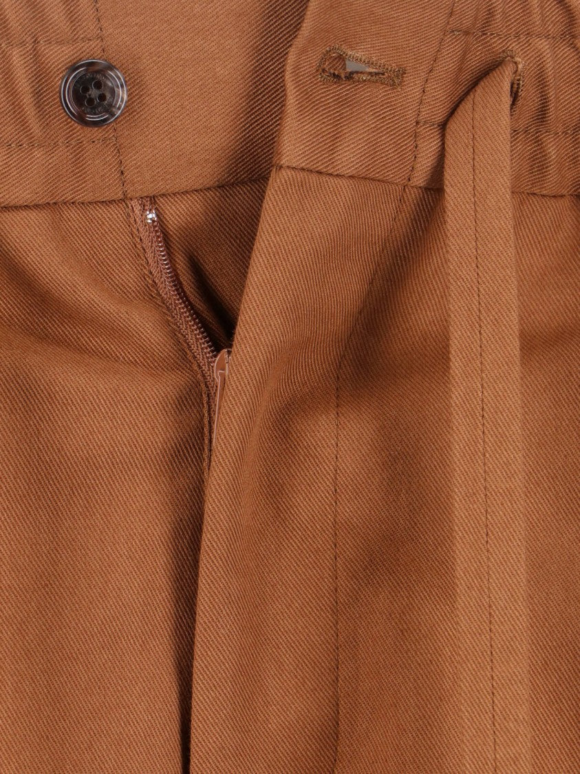 Valentino Brown Cotton Trousers With  Adjustable Drawstring Waist