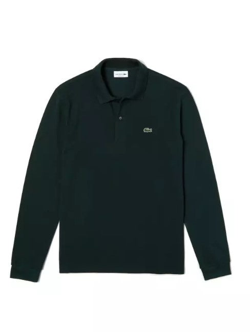 Lacoste Classic Green Polo With Ribbed Collar And Cuffs