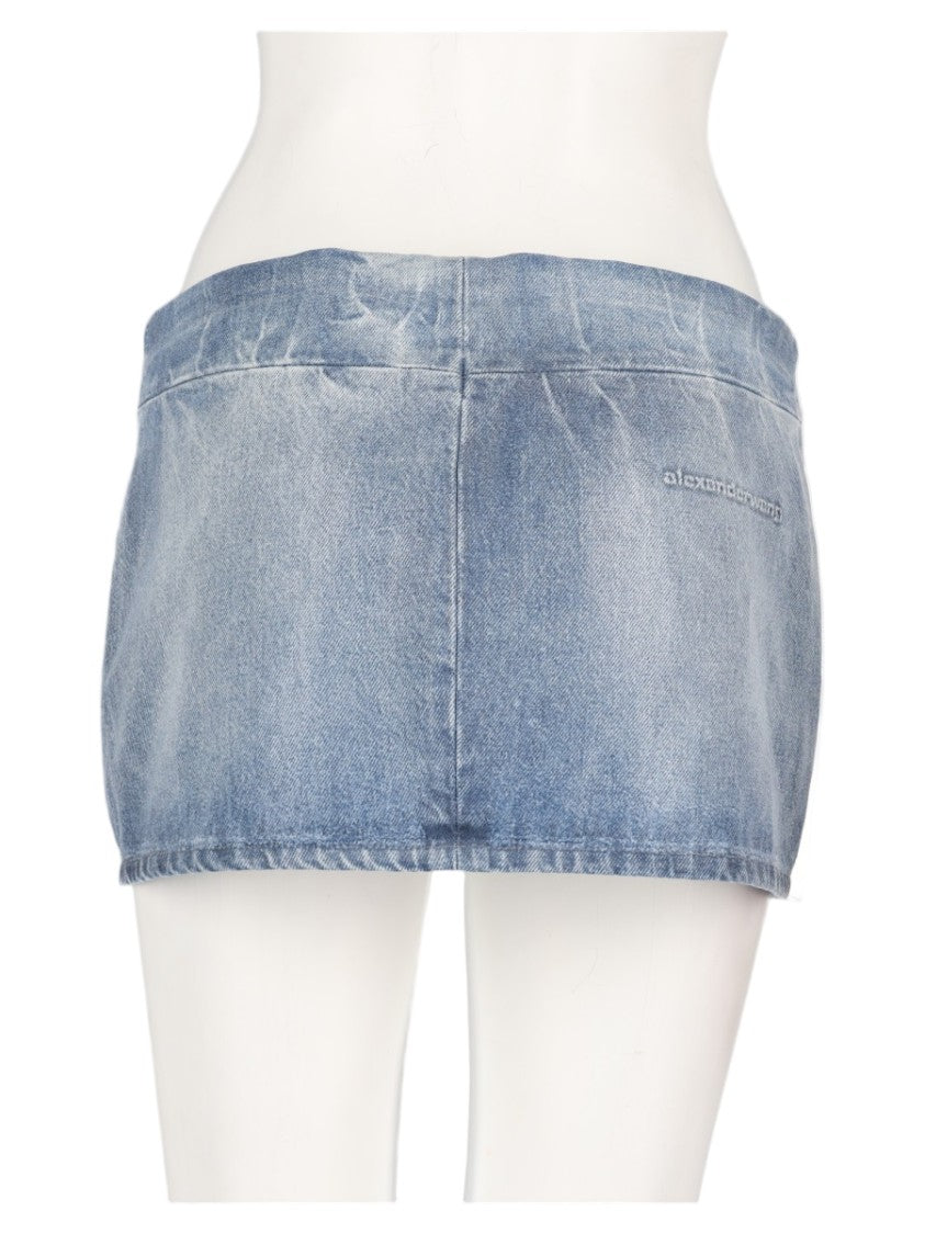 Alexander Wang Denim-Inspired Mini Skirt With Front Zipper And Logo Detail