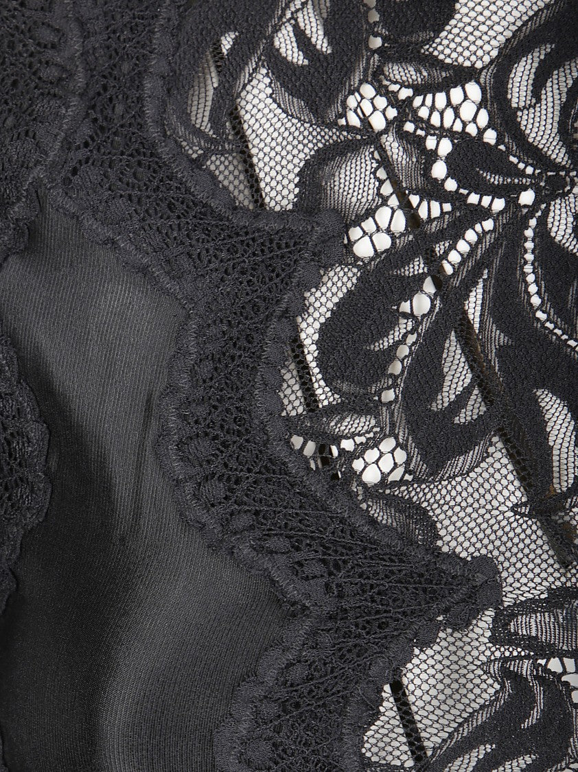 Paco Rabanne Long Dress With Lace Sleeves And Jersey Fabric