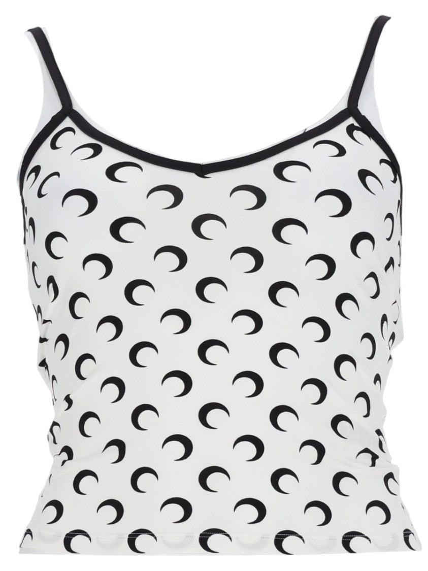 Marine Serre White Crescent Moon Trim Tank Top