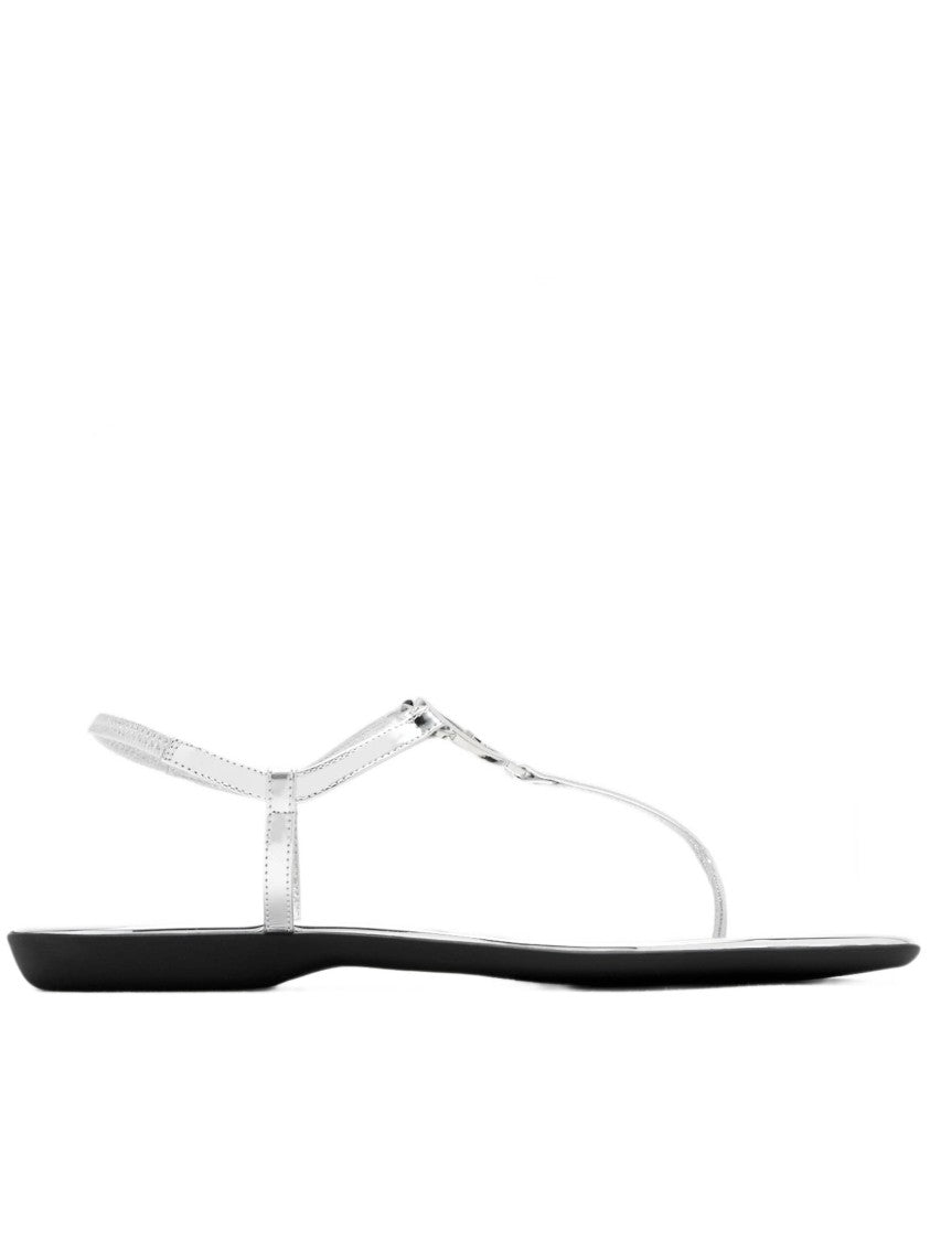 Gucci Gg Ease Metallic Leather Thong Sandals