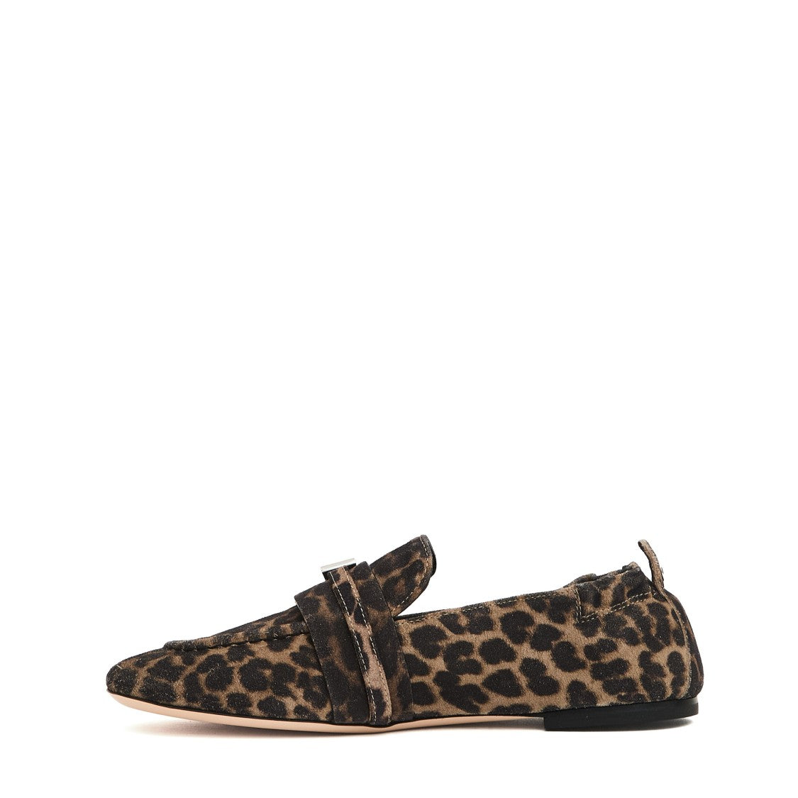 Agl Calf Leather Loafer With Leopard Print And Decorative Buckle