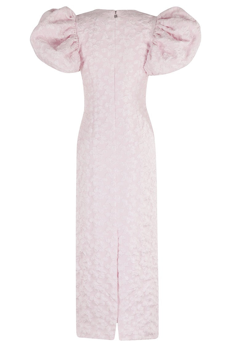 Rotate Jacquard Midi Puffy Dress