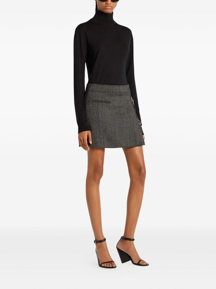 Courrèges Charcoal Grey Textured Asymmetric Zip Skirt