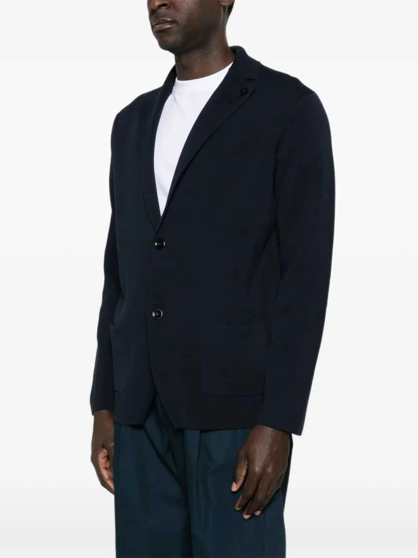 Lardini Dark Blue Cotton Flower Jacket