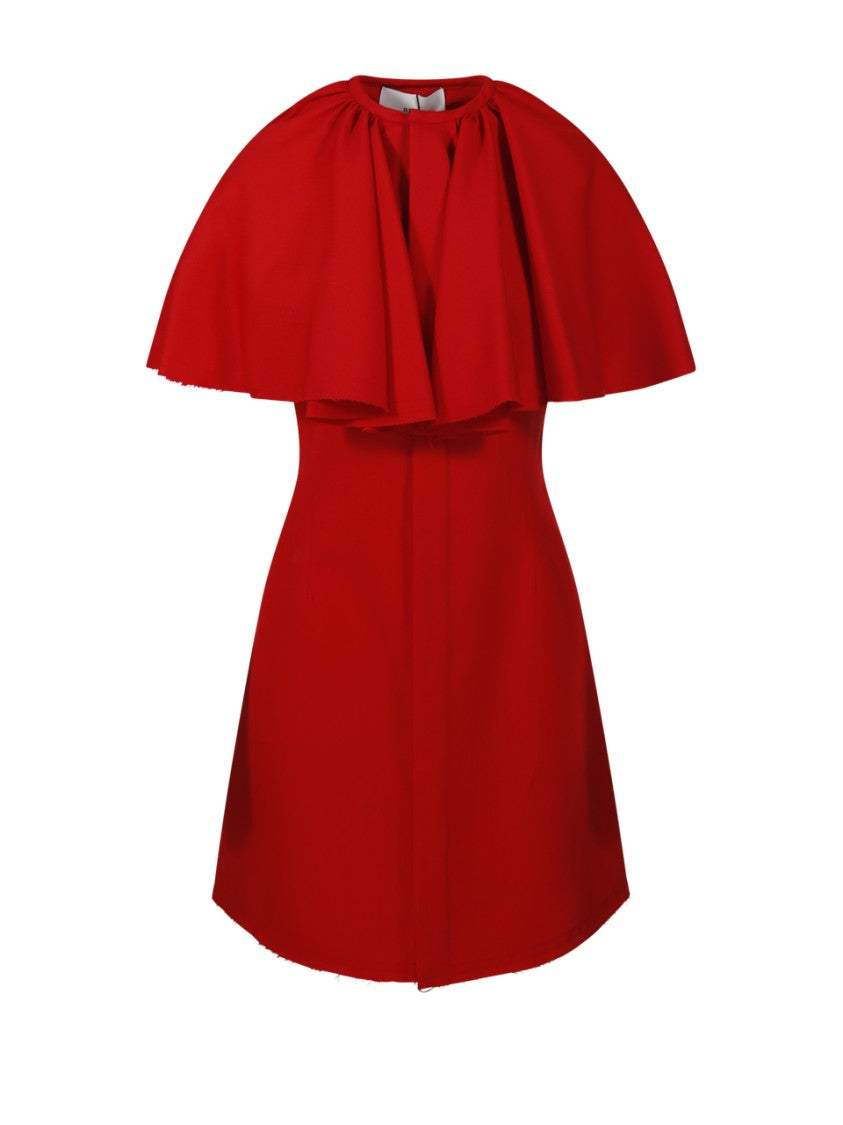 Ami Shirt Dress With Dramatic Cape Overlay