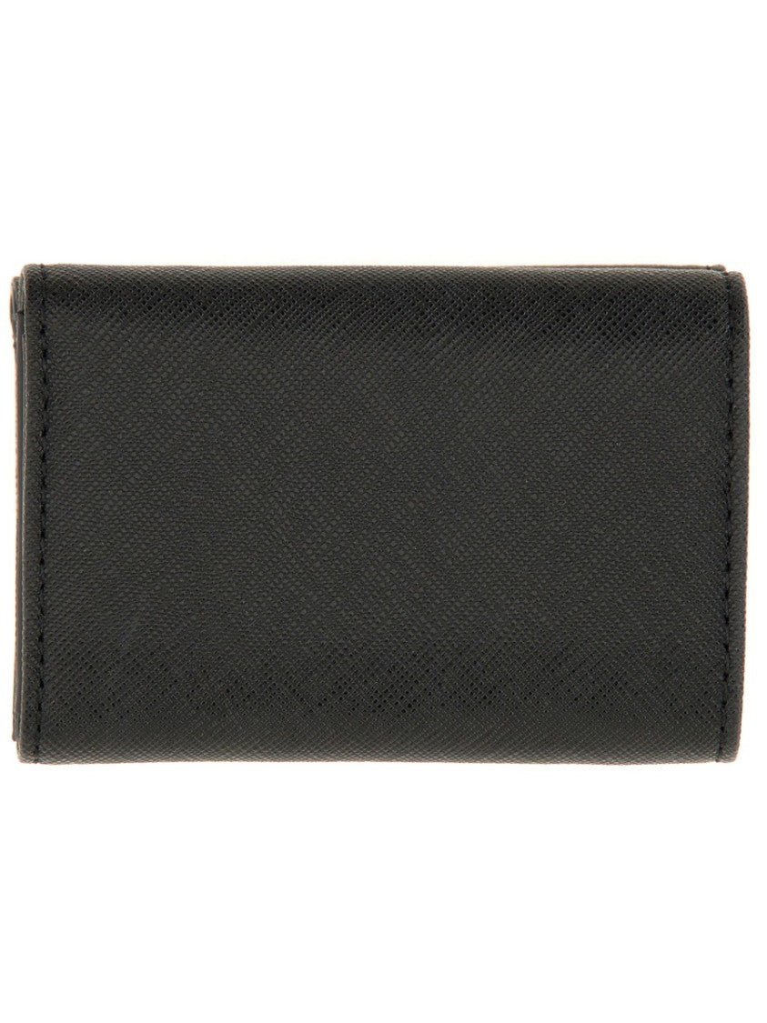 Vivienne Westwood Textured Leather Compact Wallet With Metallic Emblem