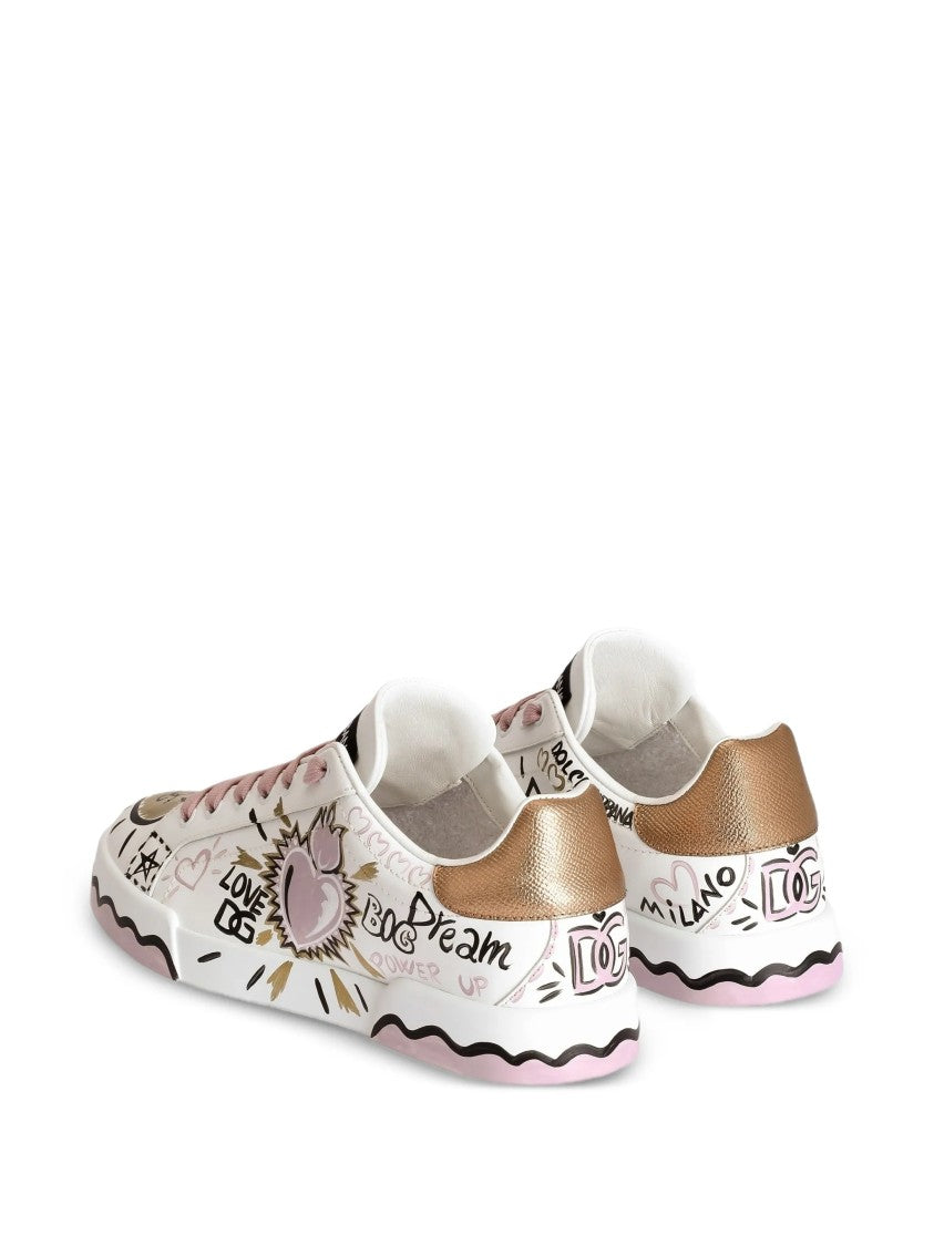 Dolce & Gabbana Bassa White Calf Leather Sneakers