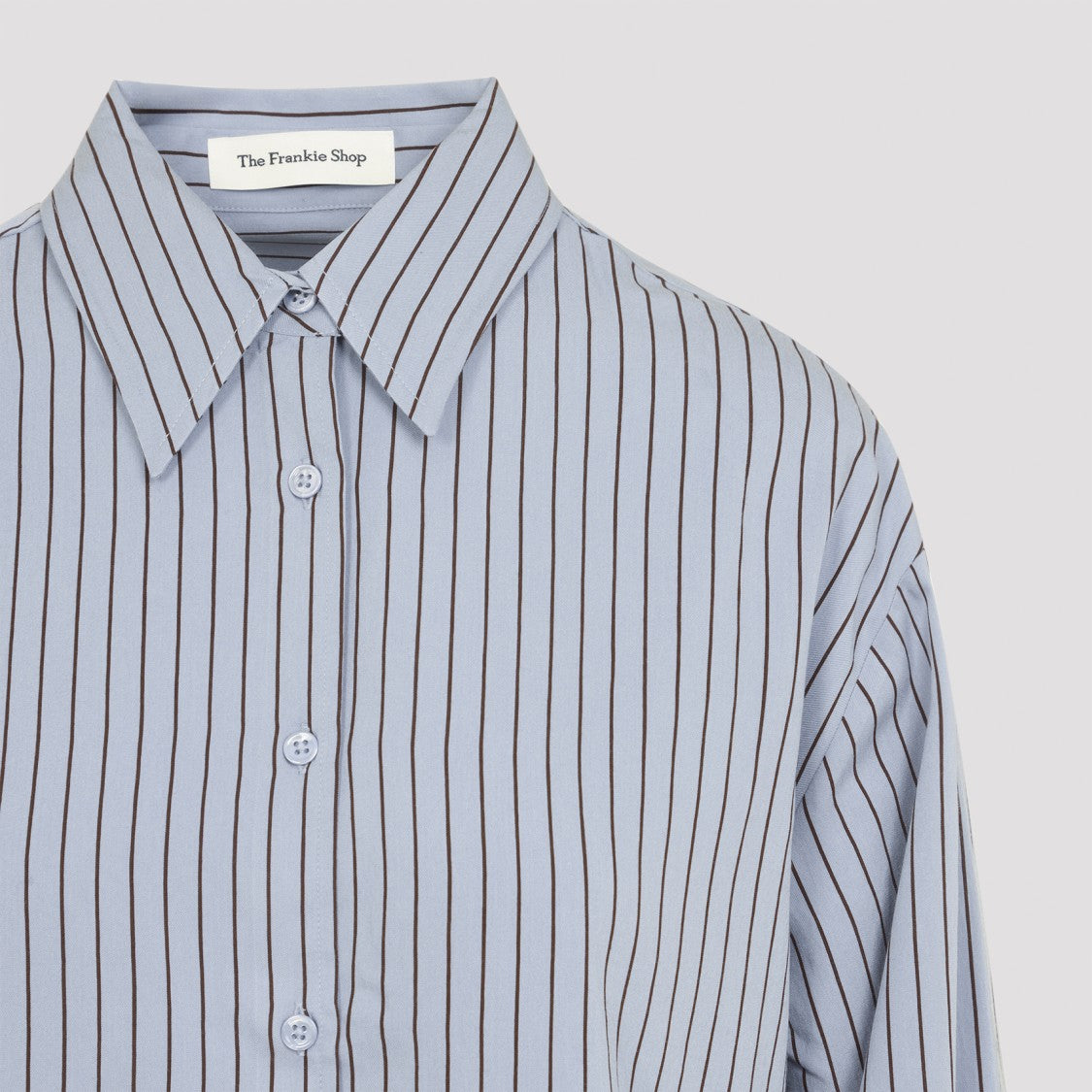 The Frankie Shop The Frankie Shop Peri Striped Blue And Brown Lyocell Shirt