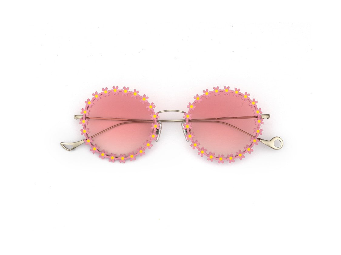 Eyepetizer Lulu Gradient Floral Round Sunglasses
