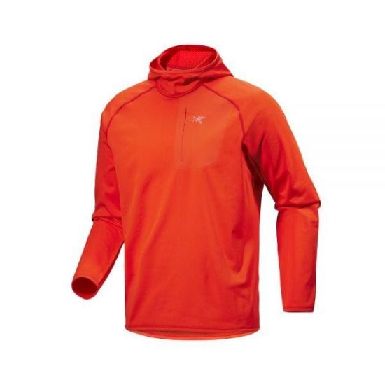 Arc'teryx Fitted Orange Activewear Jacket With Hood And Zippered Pocket