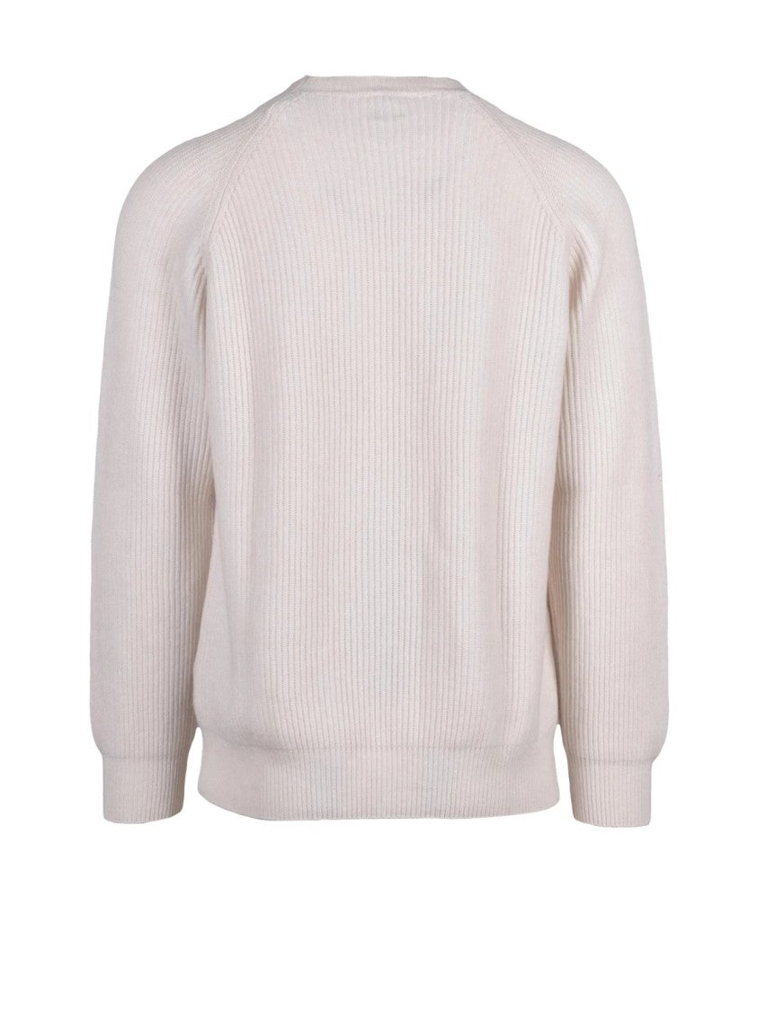 Eleventy Ribbed Cashmere Sweater With Raglan Sleeves And Modern Silhouette