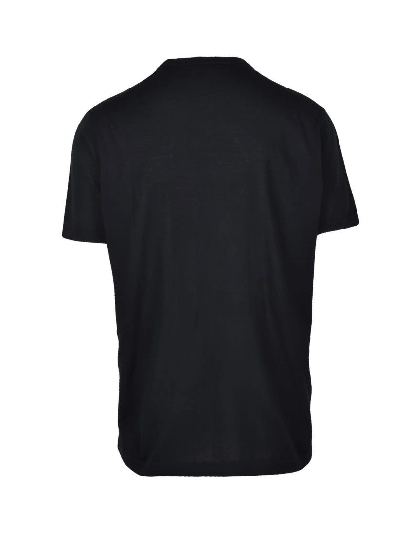 Kangra Black Knit Cotton T-Shirt