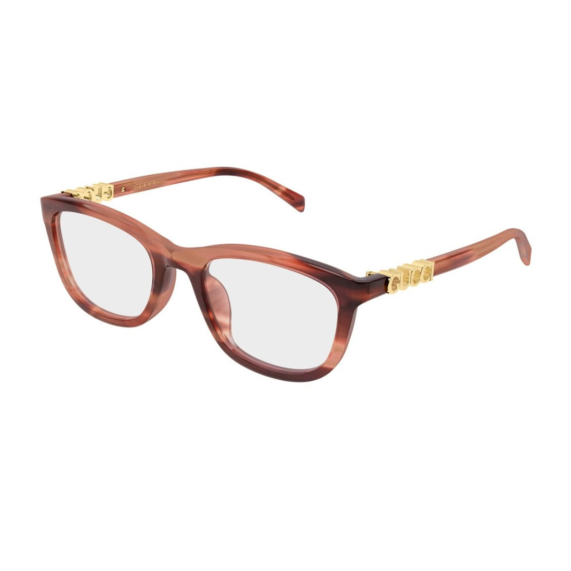 Gucci Light Havana Acetate Rectangular Sunglasses