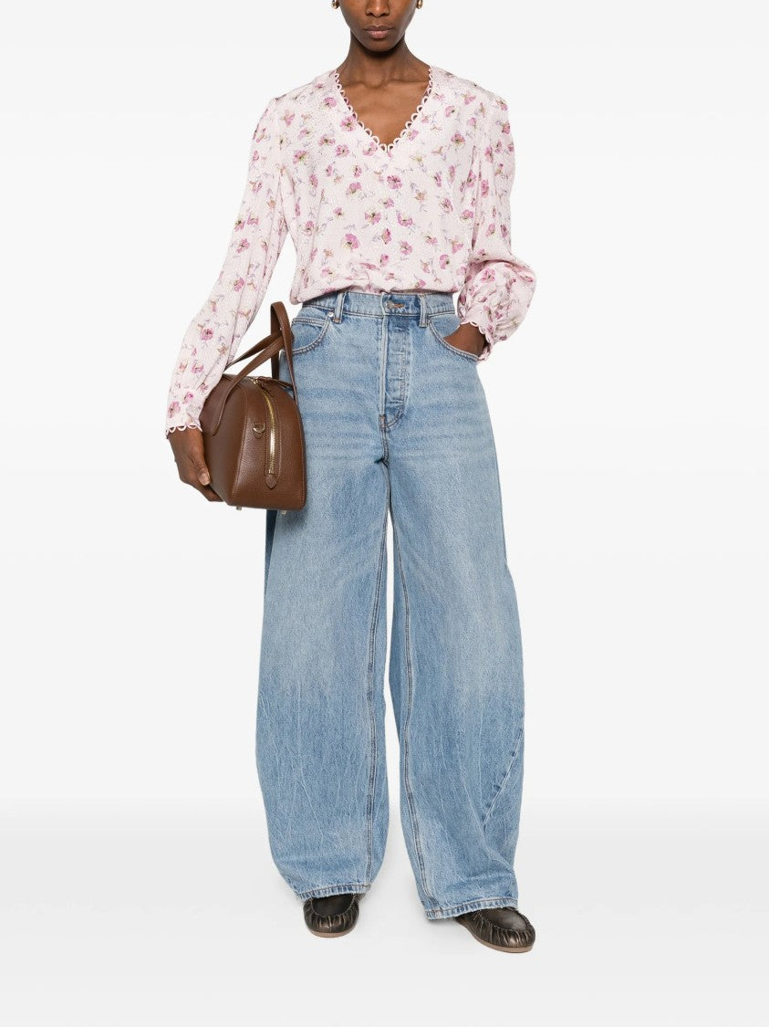 Twin-Set Lightweight Viscose Flower Print Blouse Top