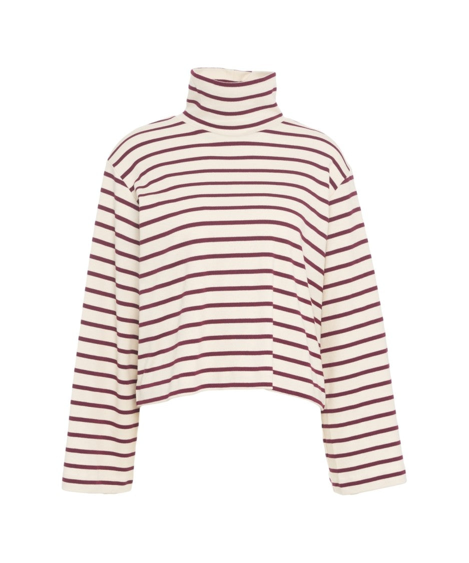 8Pm Cropped Turtleneck Sweater With Contrasting Stripes