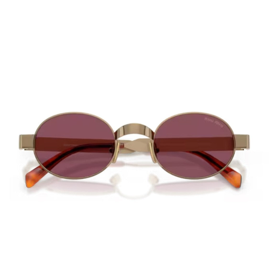 Miu Miu Gold Metal Rétro Oval Sunglasses