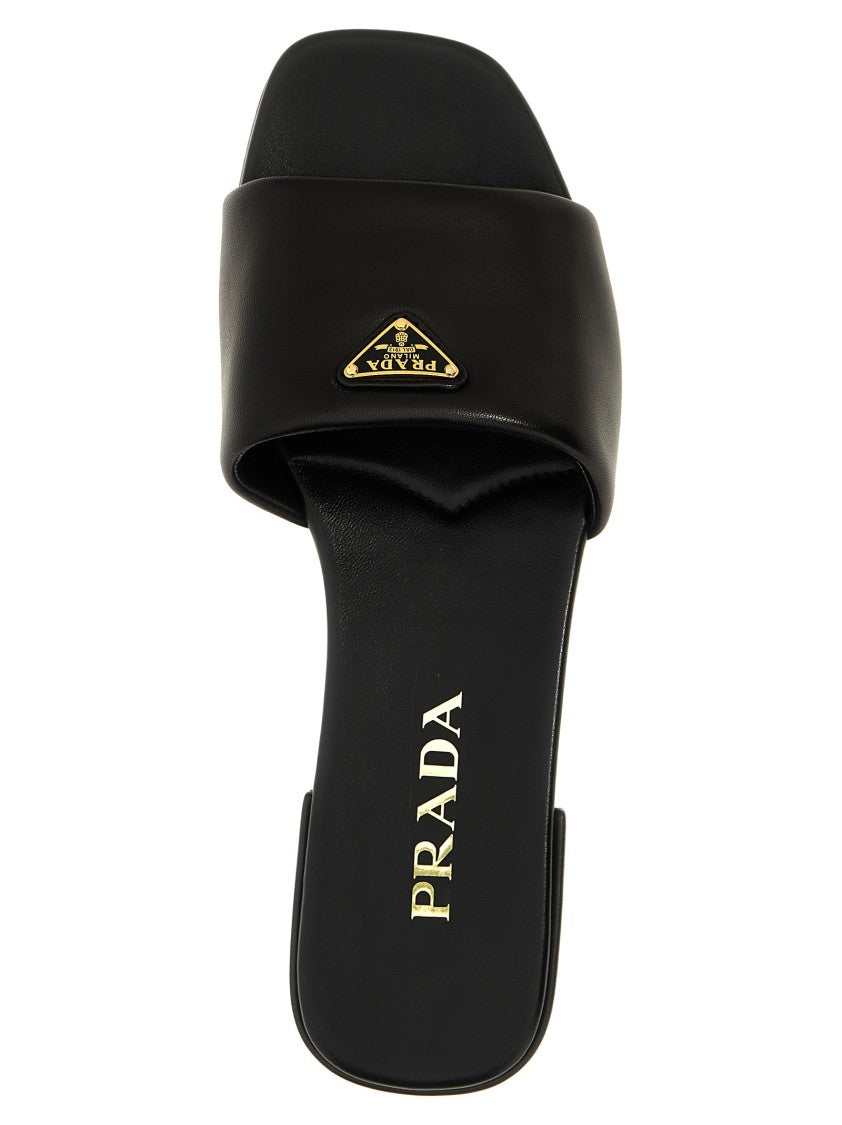 Prada Logo Leather Sandals