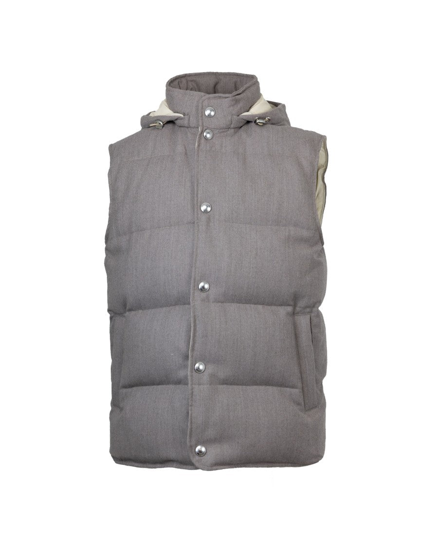 Eleventy Sleeveless Down Jacket In Technical Wool, Grey