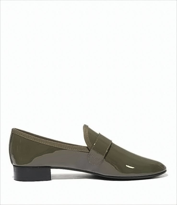 Repetto Green Calfskin Loafers With Strap Detail