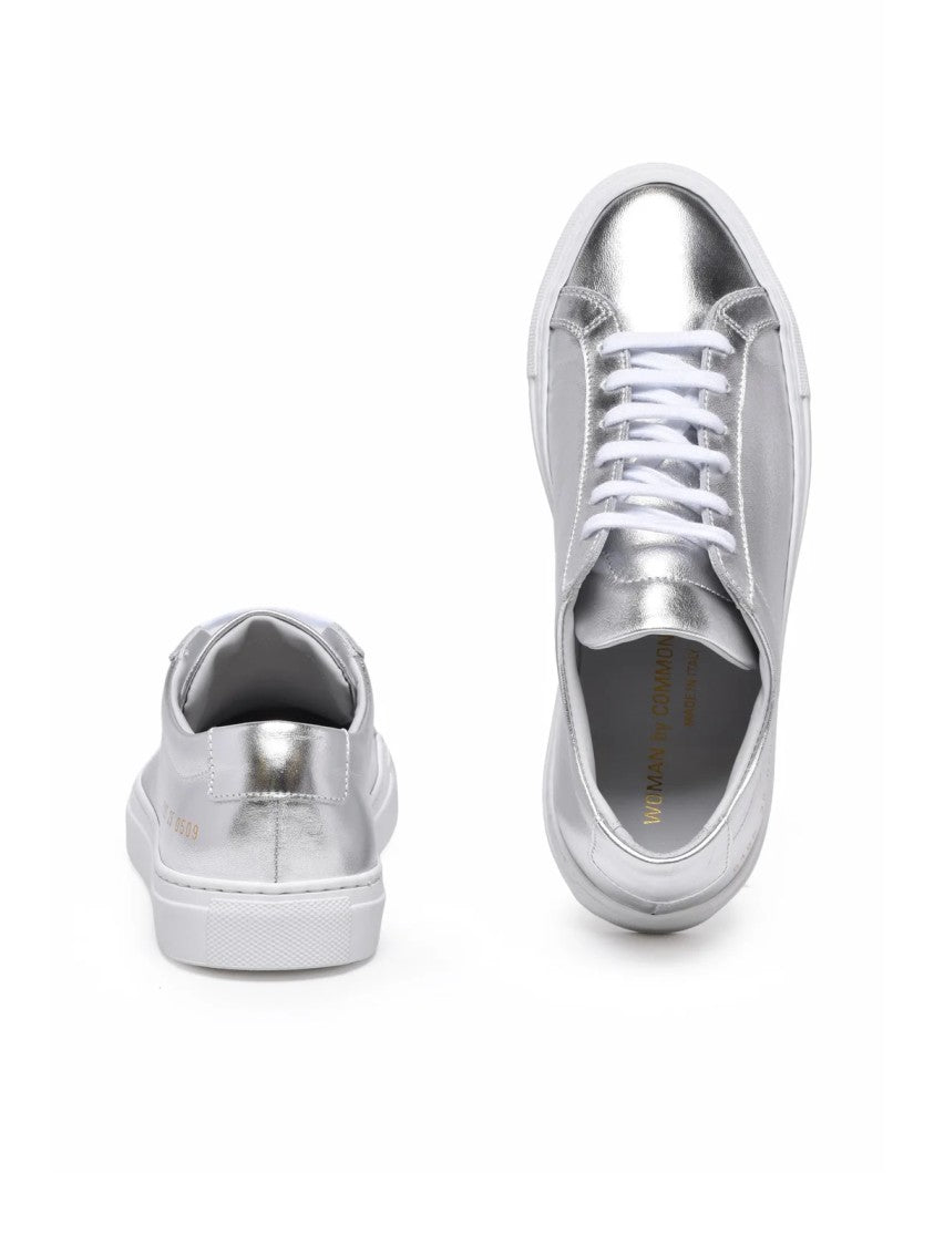 Woman By Common Projects Silver Achilles Metallic Leather Low-Top Sneakers
