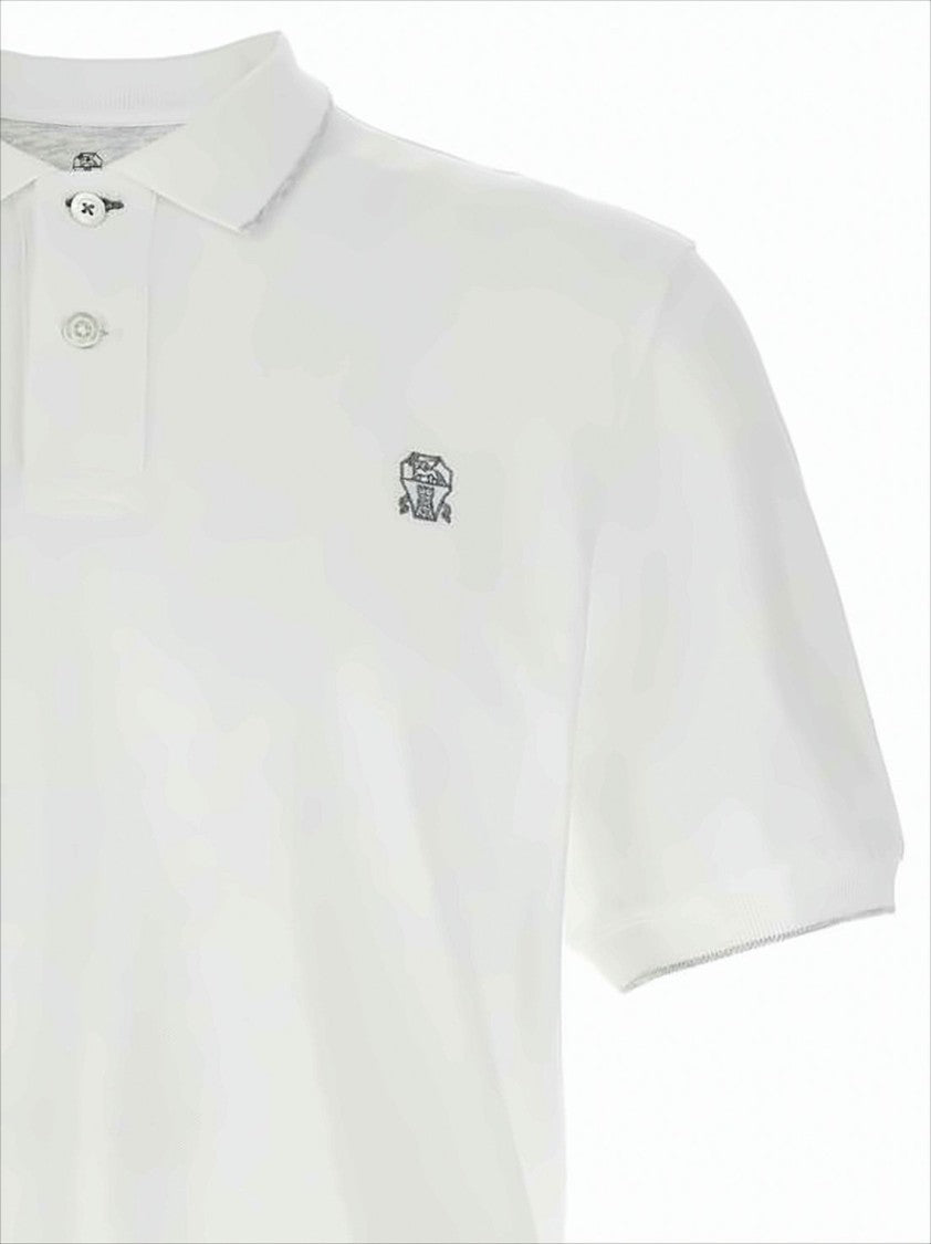 Brunello Cucinelli White Cotton Polo Shirt