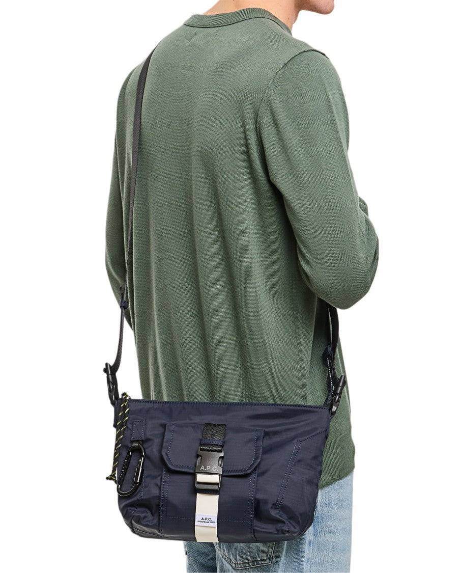 A.P.C. Rectangular Crossbody Bag With Front Flap Pocket And Carabiner