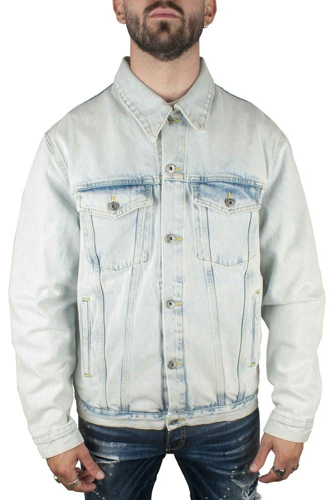 Off-White Light Blue Denim Jacket With Graffiti Logo