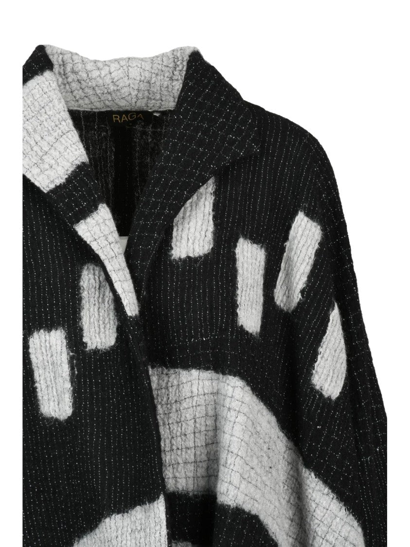 Raga Black/Grey Wool Women's Oversized Cardigan