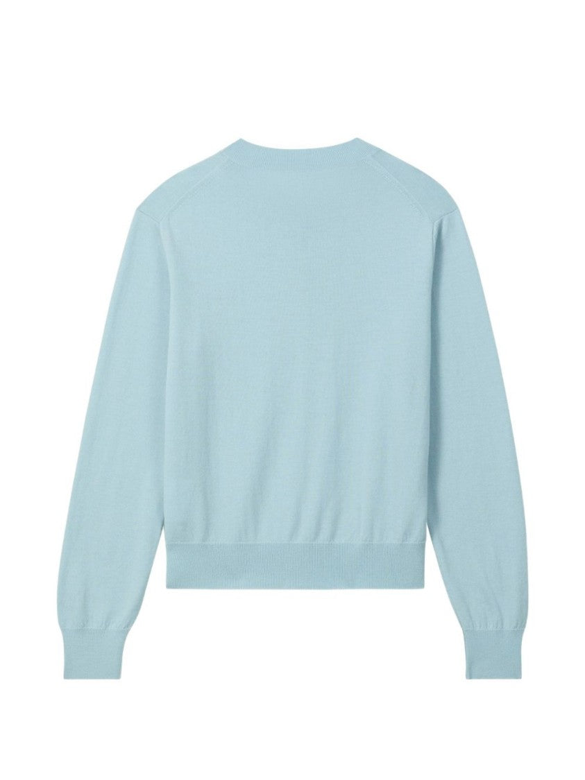 Kenzo Light Blue Cardigan Sweater With Embroidered Logo Detail
