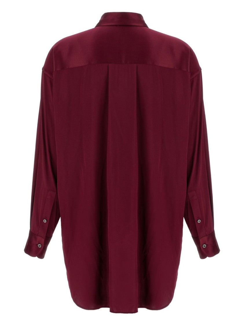 Tom Ford Burgundy Long-Sleeve Shirt With Button-Cuffed Sleeves
