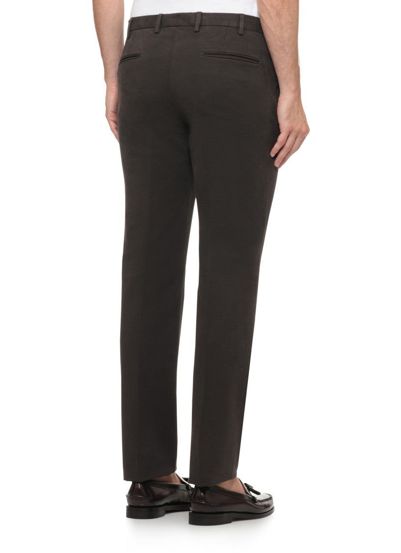 Devore Brown Cotton Straight-Leg Pants