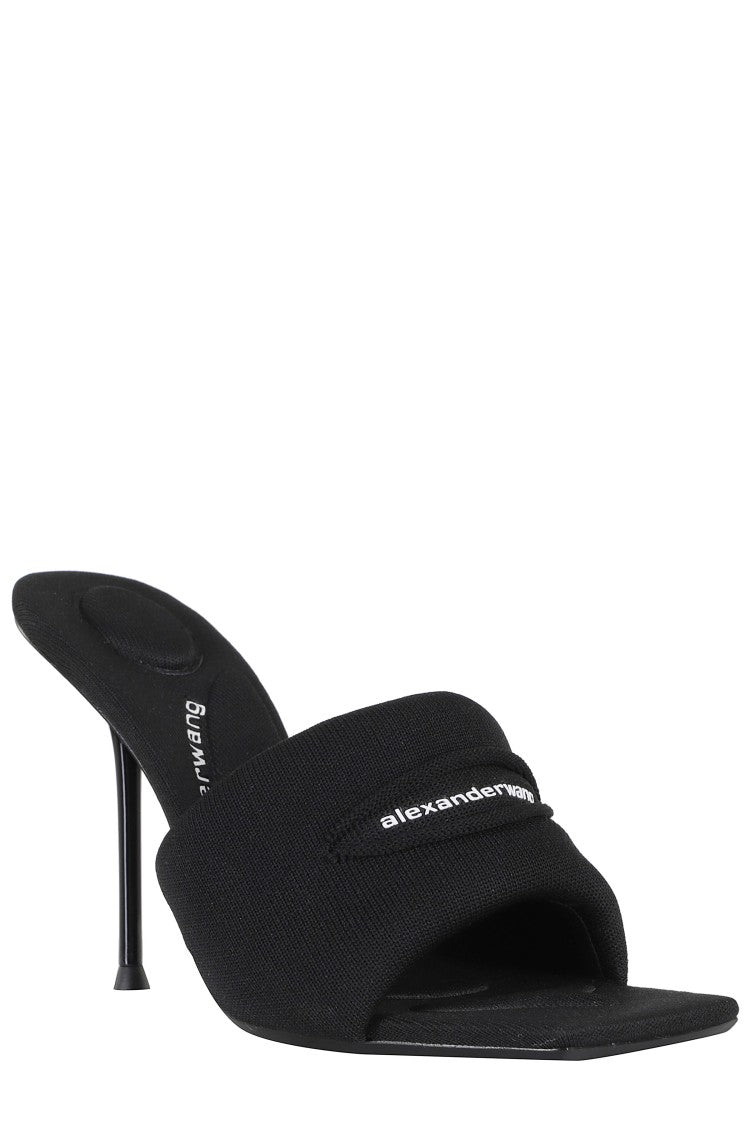 Alexander Wang Black Julie Slash Knit Mule Square-Toe Polyester Mules