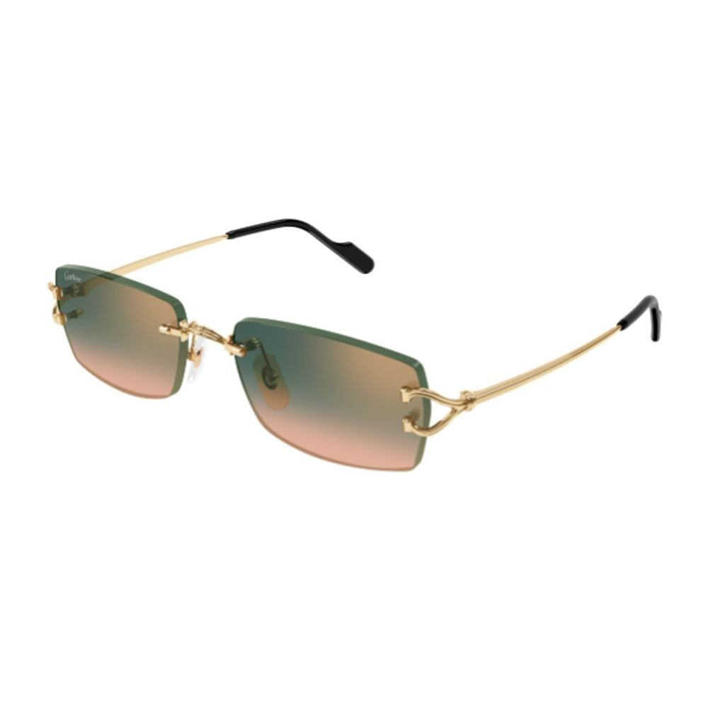 Cartier Rimless Rectangular Sunglasses With Gold-Tone Frame And Gradient Lenses