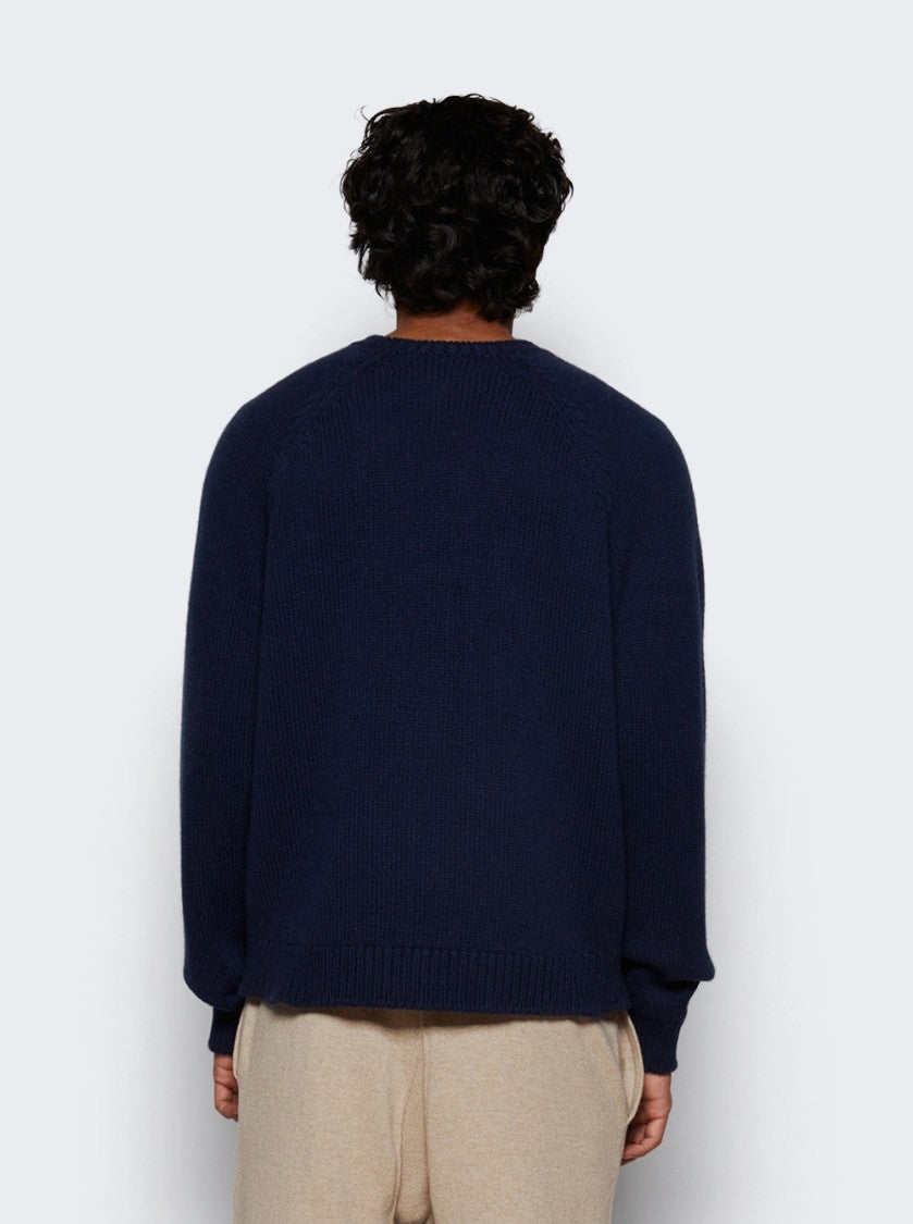 The Elder Statesman Retriever Raglan Sweater Navy