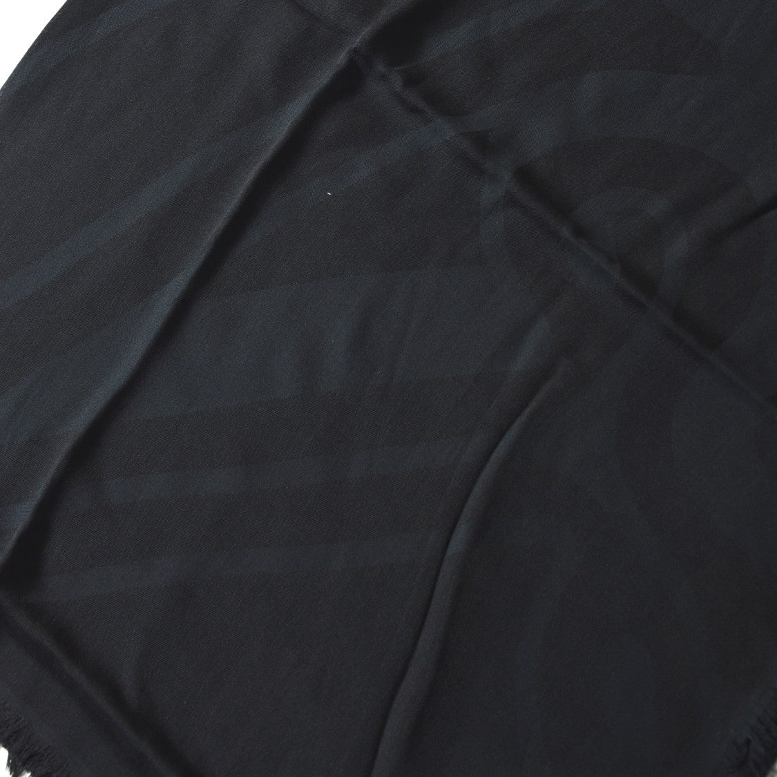 Max Mara Black Fringed Scarf With Subtle Sheen