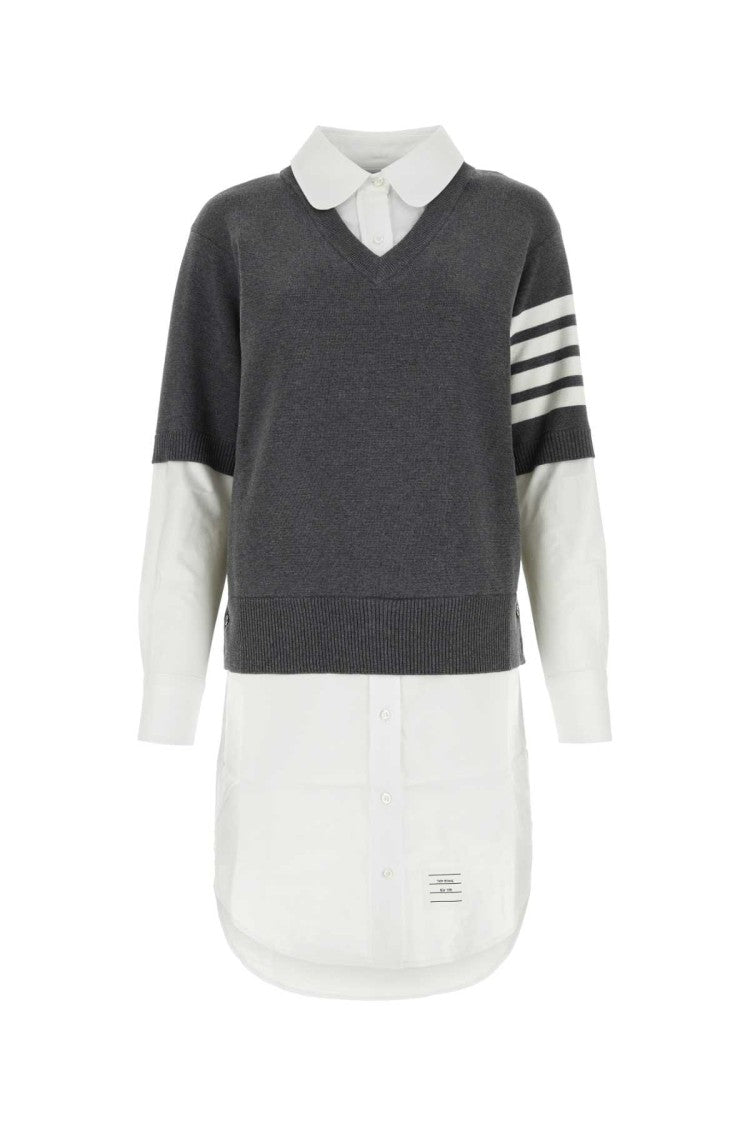 Thom Browne Two-Tone Cotton Shirt Dress