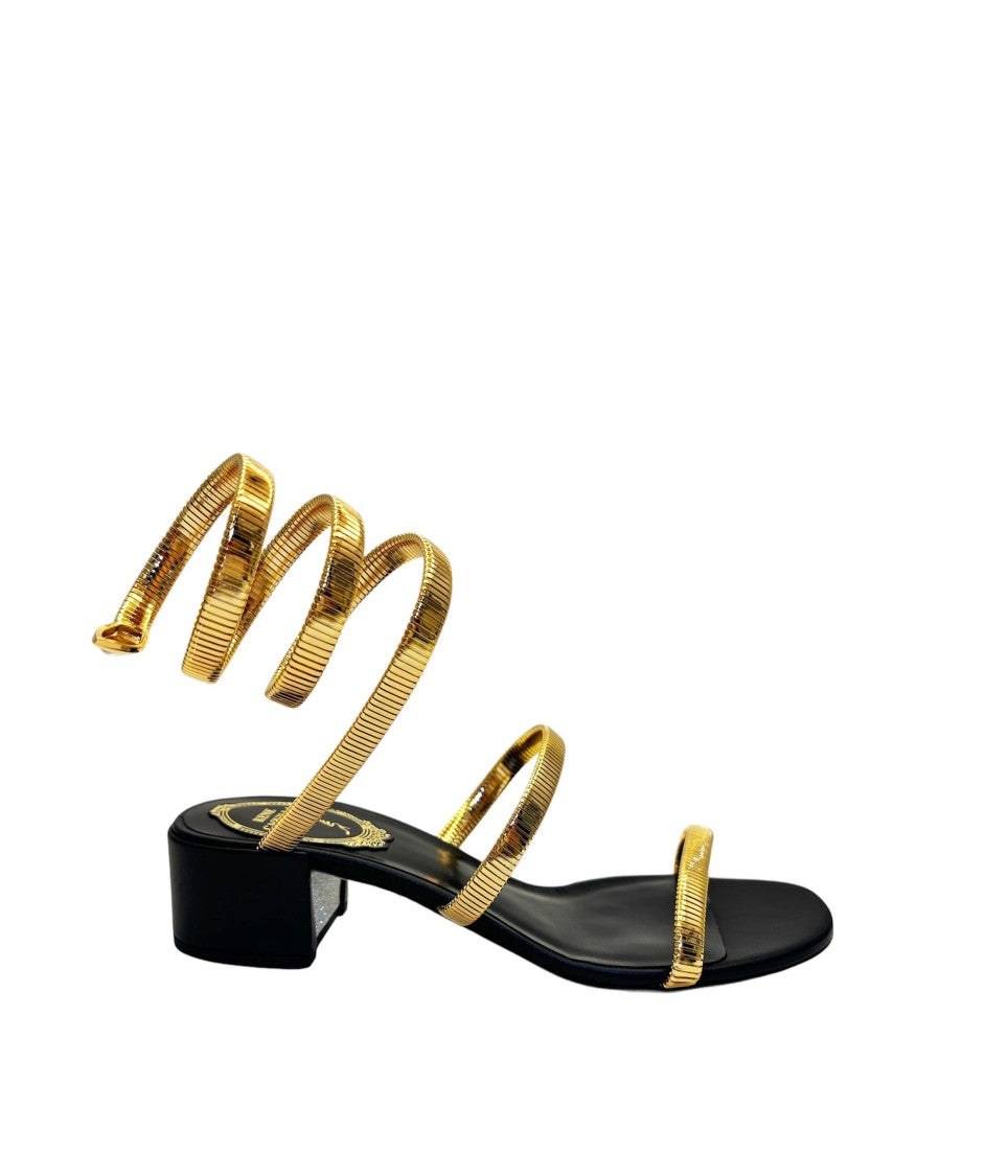 René Caovilla Juniper Metal Gold Sandal 40