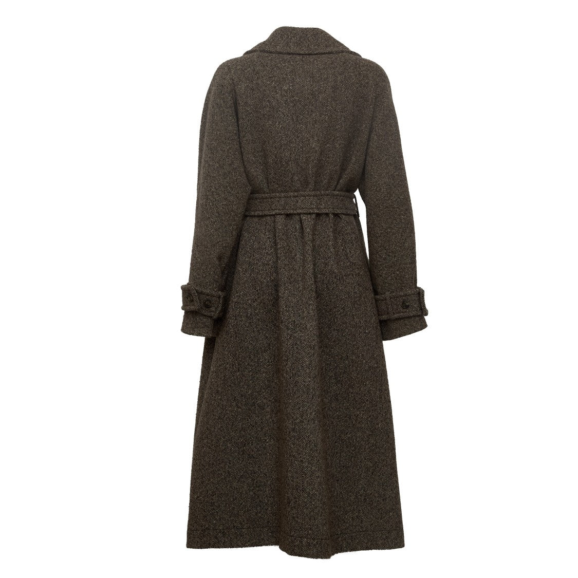 Max Mara Matching Belt Wool-Blend Tweed Long Coat