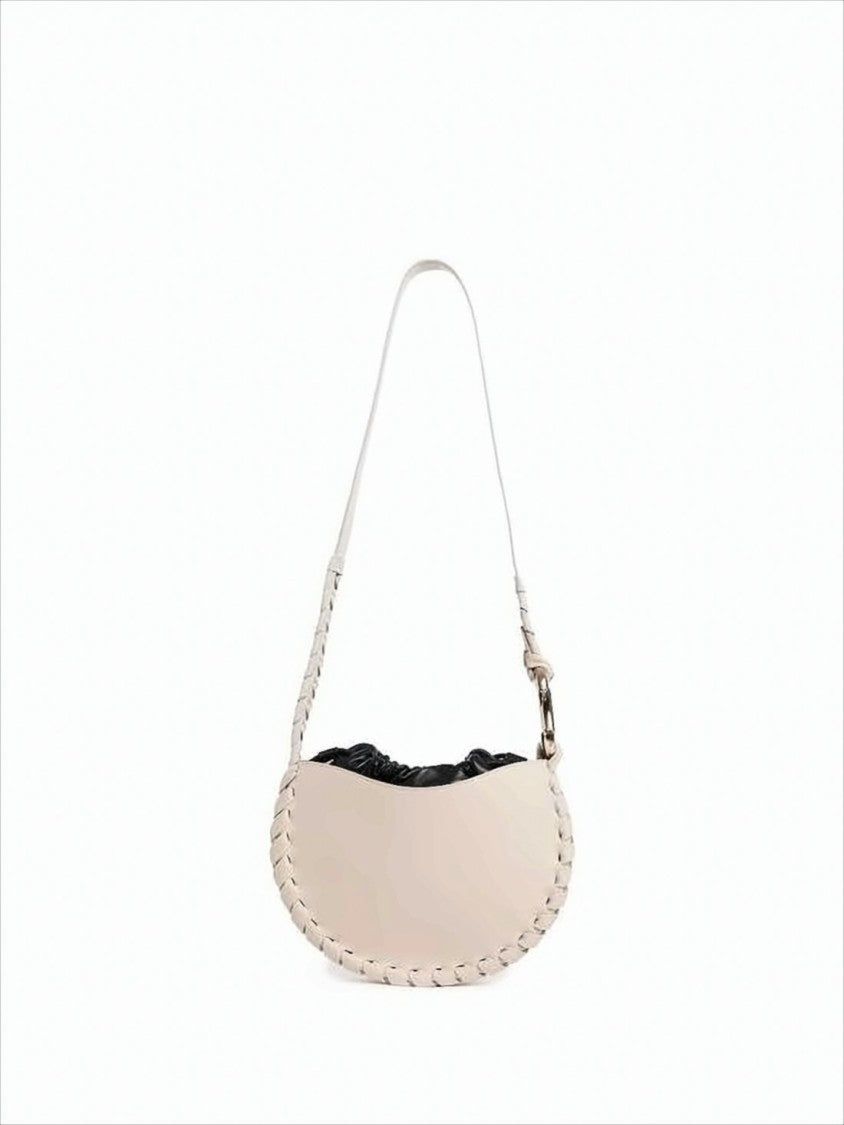 Chloé Crescent-Shaped Smooth Leather Shoulder Bag With Braided Trim