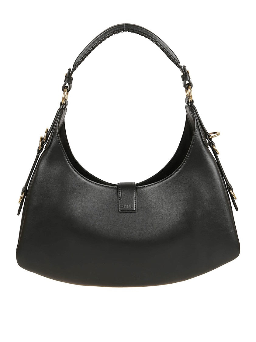 Ganni Accordion Silhouette Bag With Gold Butterfly Logo