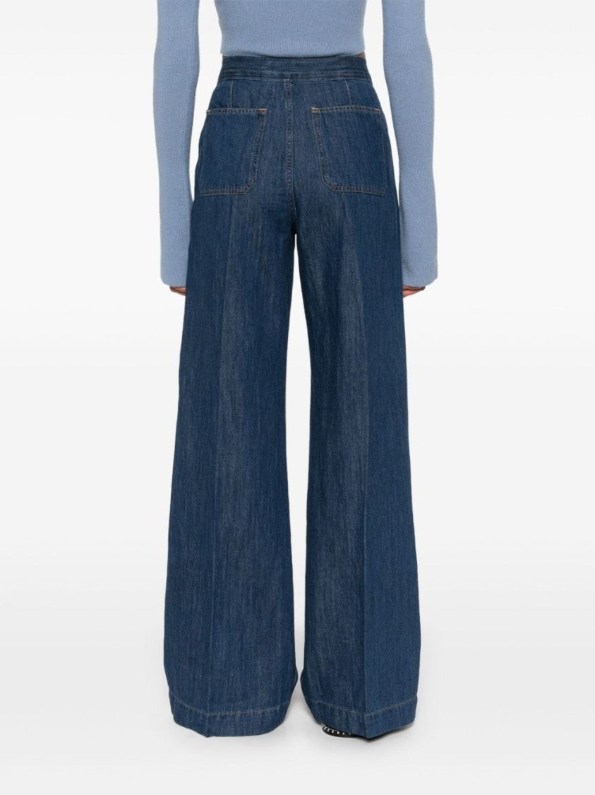 Polo Ralph Lauren Indigo Blue Wide-Leg Jeans With Belted Waist