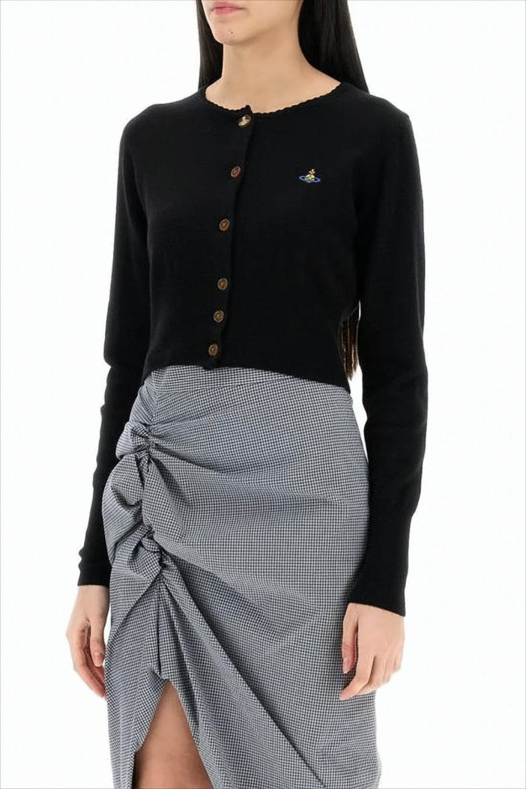 Vivienne Westwood Cropped Cardigan With Button-Down Front And Embroidered Detail